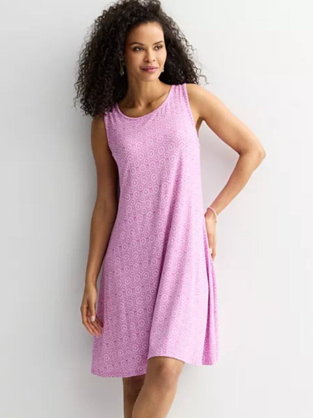 Croft & Barrow Lavender Geometric Print Sleeveless Soft Knit Dress Size XL